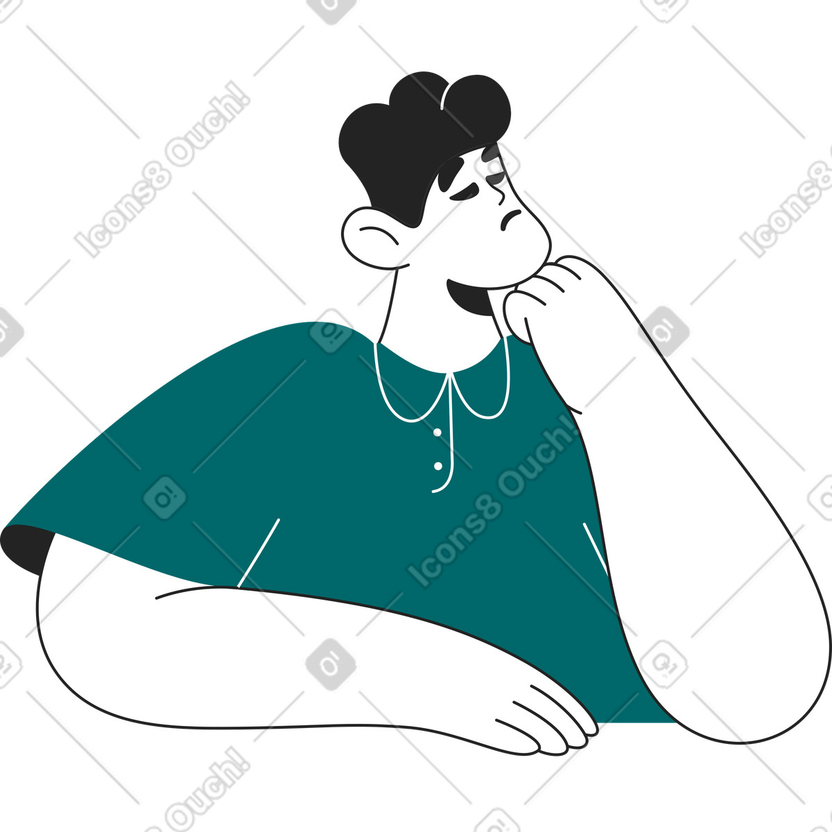 Ilustración Hombre pensante en estilo Sammy Line a descargar en PNG y SVG