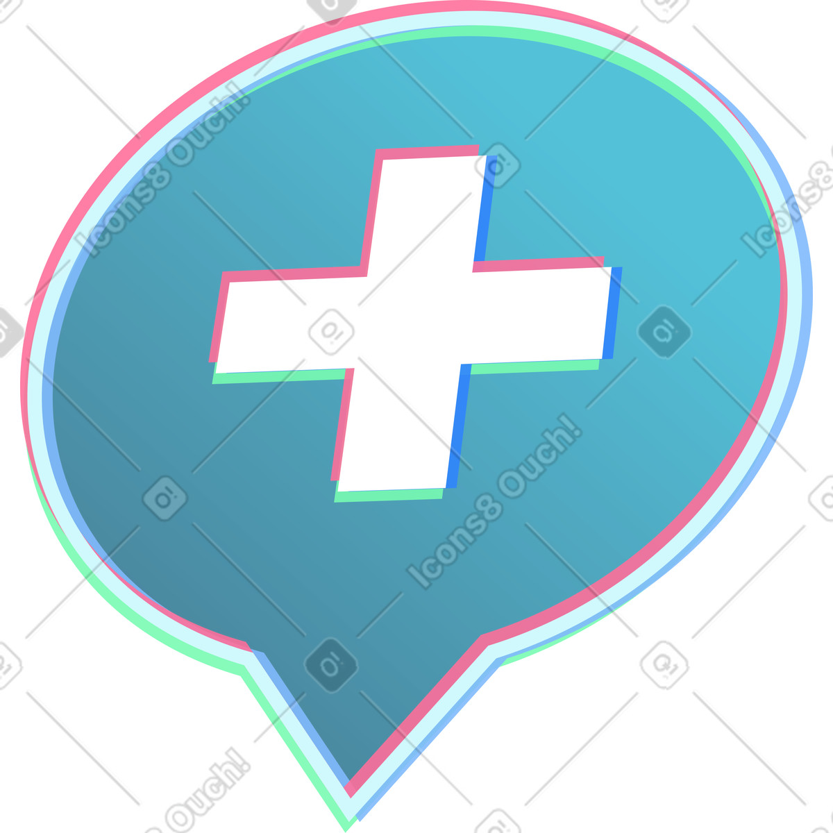 Bubble with a cross-Illustration im Neon-Stil als Download in PNG, SVG