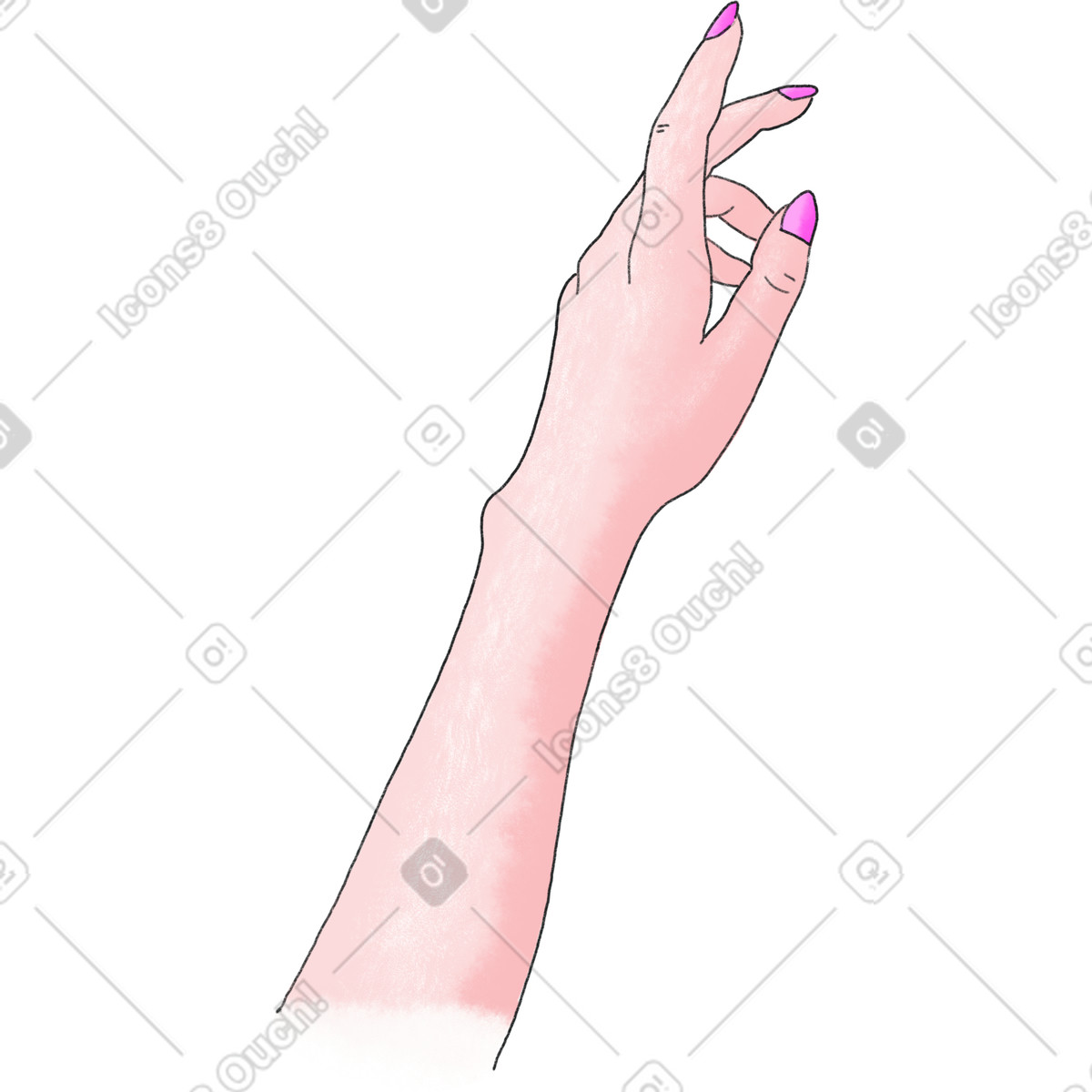 Left hand with pink manicure-Illustration im Moments-Stil als Download in PNG, SVG