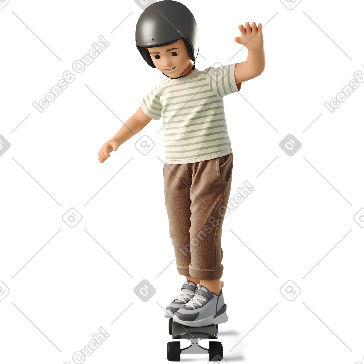 Boy riding a skateboard in helmet illustrazione stile 3D Business scarica PNG, SVG