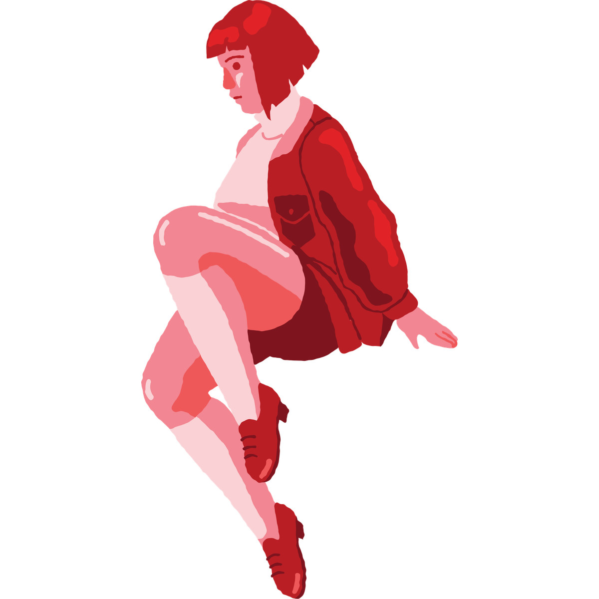 Ilustração de Curvy woman sitting side view em no estilo Cherry para baixar em PNG, SVG