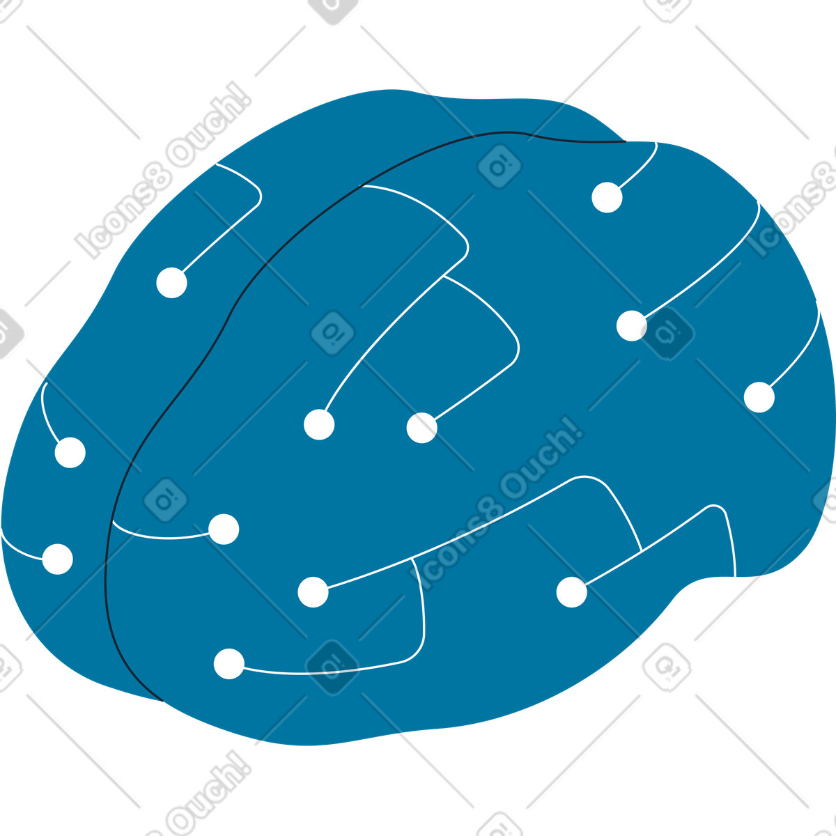 Ilustração de Cérebro em no estilo Indigo para baixar em PNG, SVG