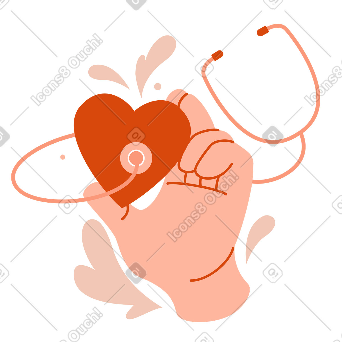 Cardiovascular health monitoring, Medical checkup or patient assessment illustrazione in stile Orange scarica in PNG, SVG