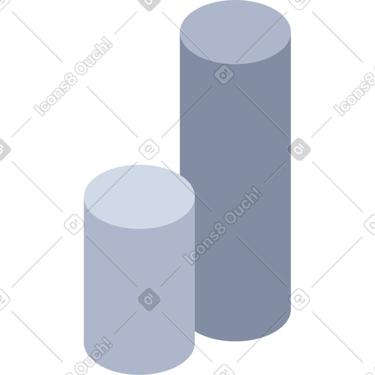Two cylinders illustration in System style download in PNG, SVG