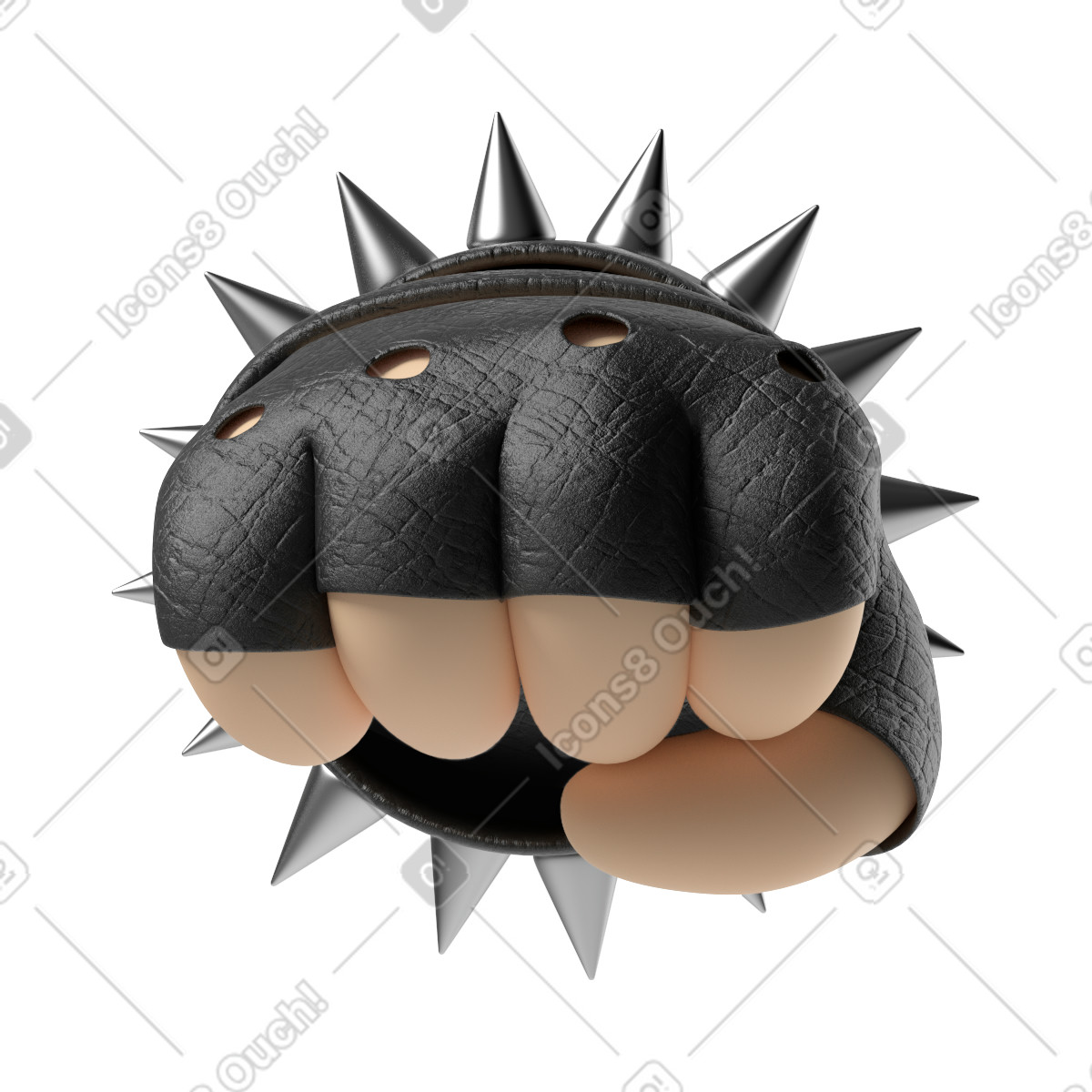 Ilustración El puño que se aproxima de rocker una mano piel pálida en estilo 3D Hands Fun&Wild a descargar en PNG y SVG