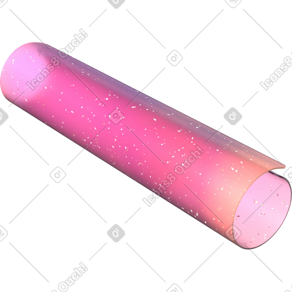 Gerollte gesprenkelte karte-Illustration im 3D Glassy-Stil als Download in PNG, SVG