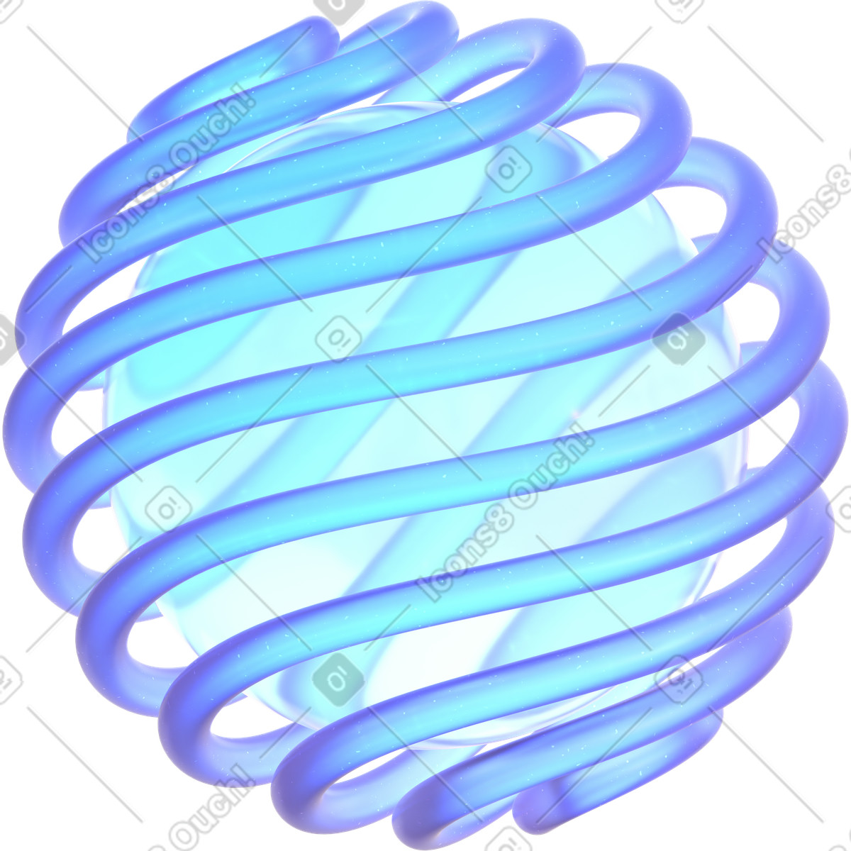 Illustration Sphère abstraite avec anneaux dans le style 3D Glassy à télécharger aux formats PNG, SVG
