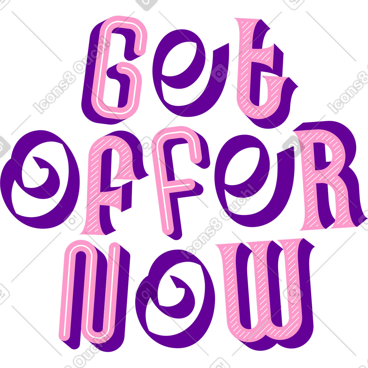Ilustración Letras obtener oferta ahora en texto de estilo diferentes Lettering a descargar PNG y SVG