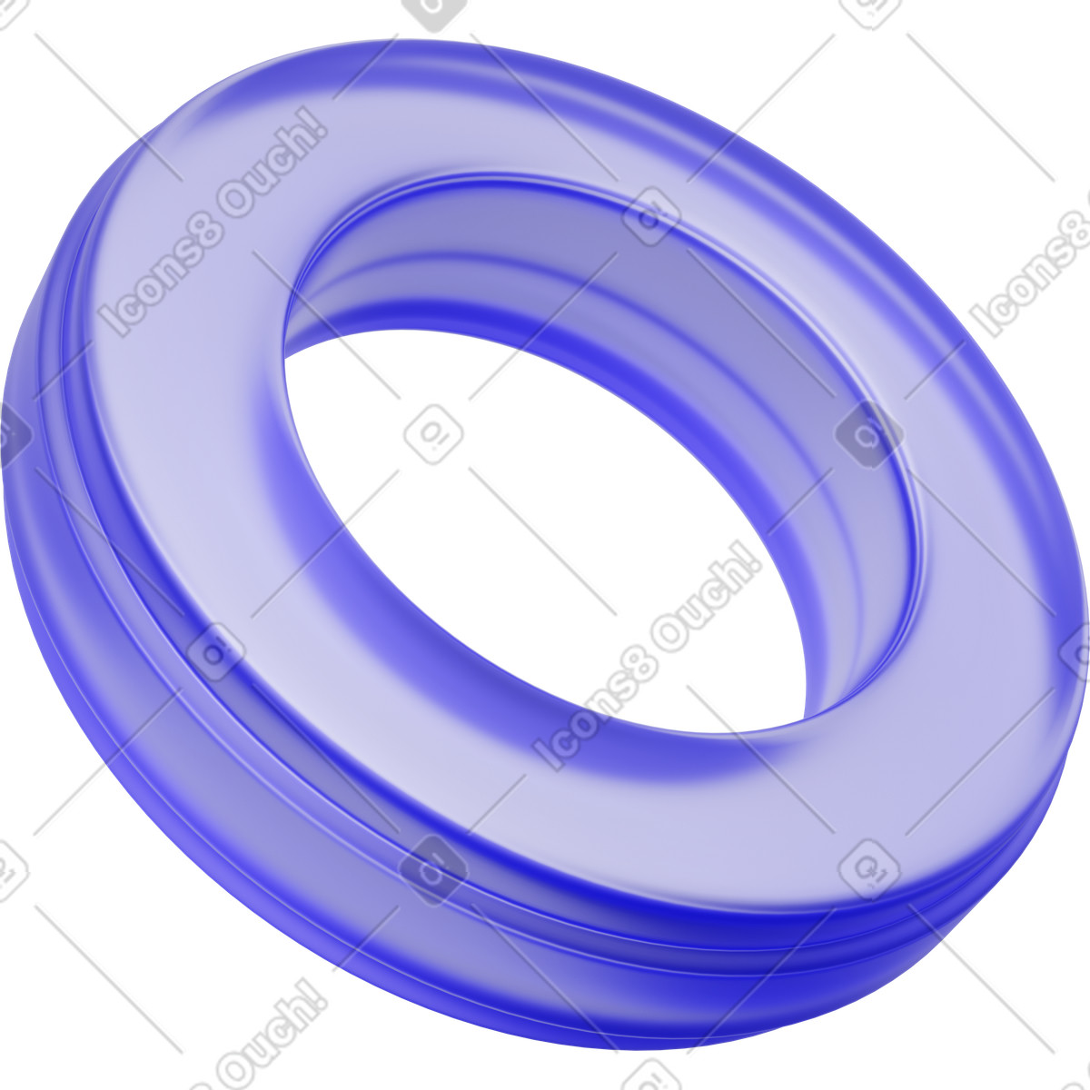 Purple plastic ring, translucent torus shape, geometric circle icon illustration in 3D Playful style download in PNG, SVG