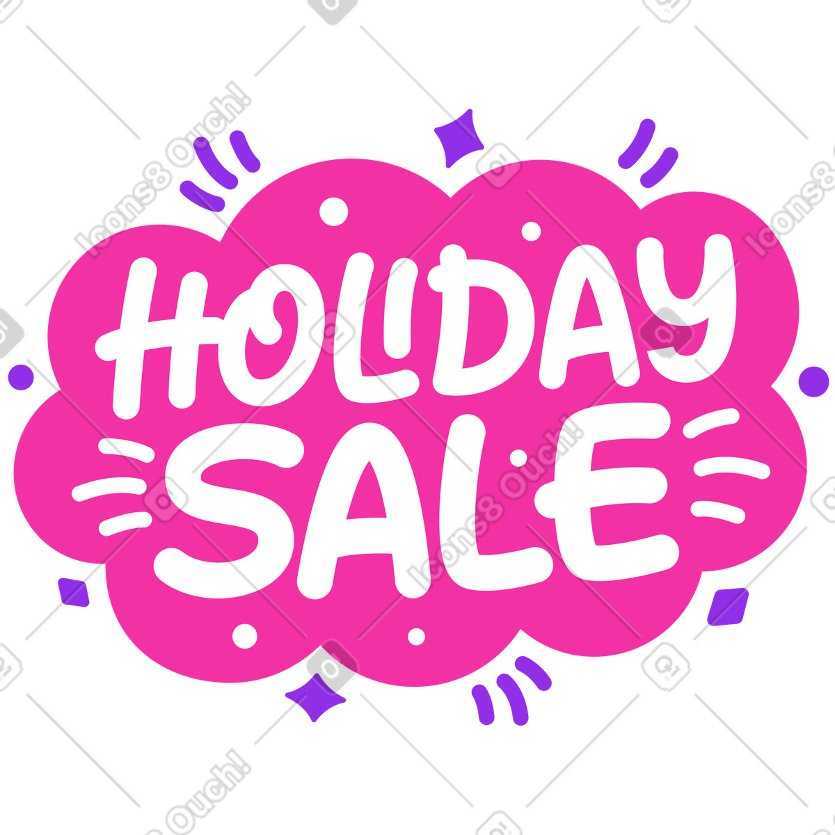Lettering holidays sale in cloud with lines and dots text illustration style download PNG, SVG