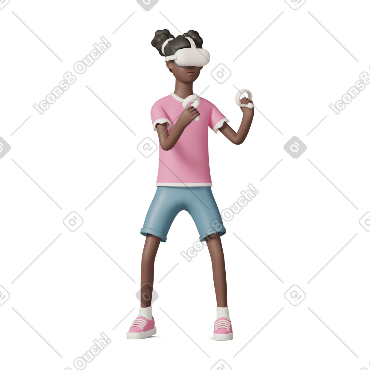 Illustration Girl child with vr glasses dans le style 3D Casual life à télécharger aux formats PNG, SVG