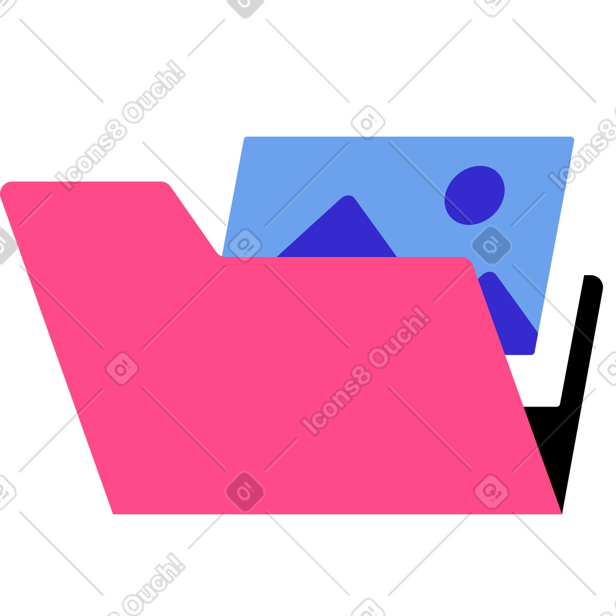 Illustration Pink folder with image dans le style Space à télécharger aux formats PNG, SVG