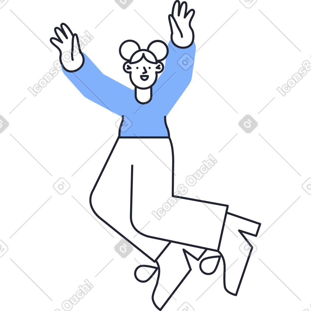 下载 Pablita 风格的 跳跃的女人 插画，支持 PNG、SVG 格式