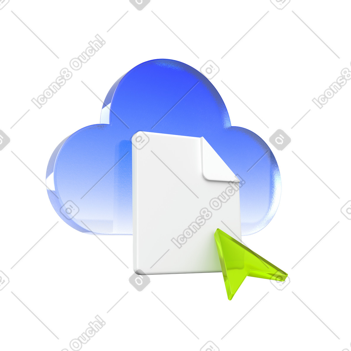 Caricamento documenti nel cloud, gestione file sincronizzazione cloud illustrazione in stile 3D Enterprise scarica in PNG, SVG
