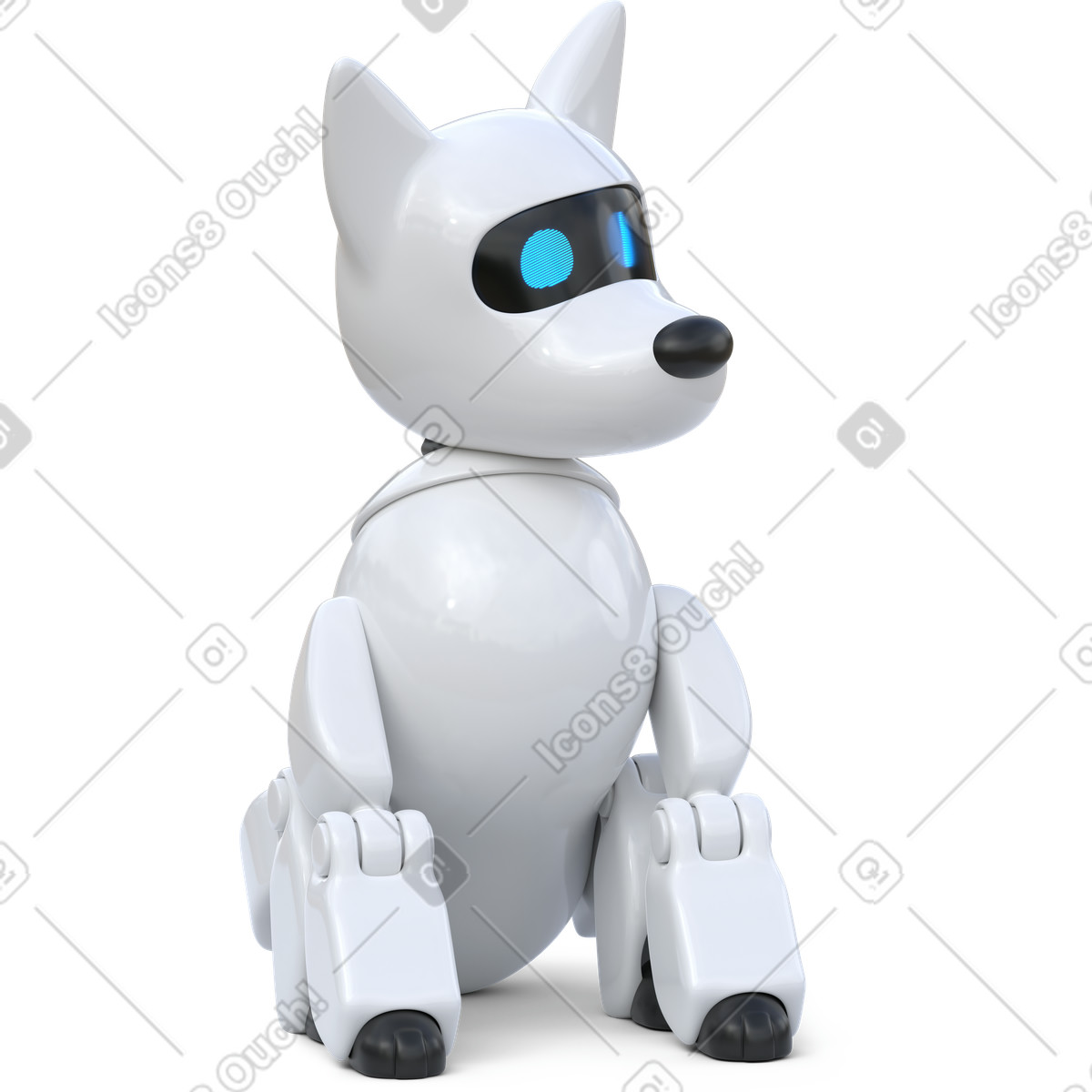 Robot dog sitting and look around illustrazione in stile 3D Business scarica in PNG, SVG