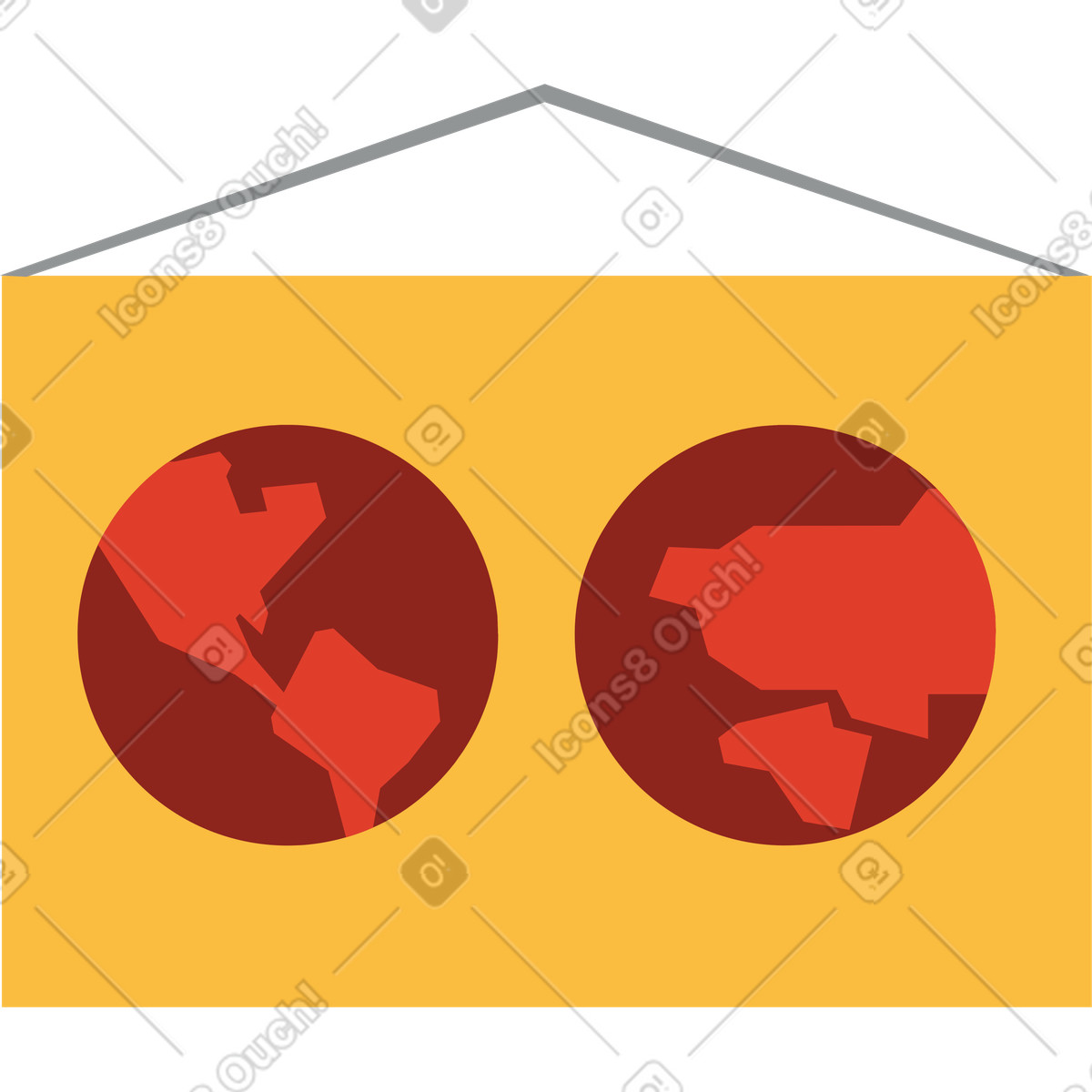 World map illustration in Burgundy style download in PNG, SVG