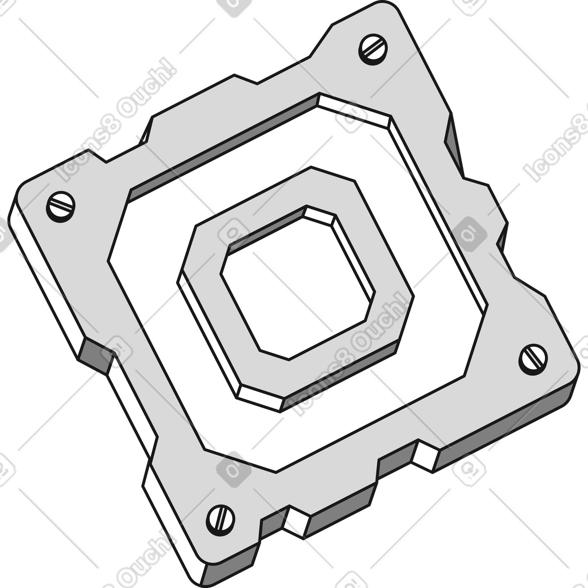 Futuristic 스타일의 AI chip 일러스트레이션 PNG, SVG 다운로드