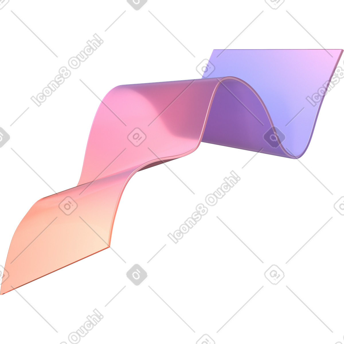 Ilustração de Fita ondulada em tom gradiente no estilo 3D Glassy para baixar PNG, SVG