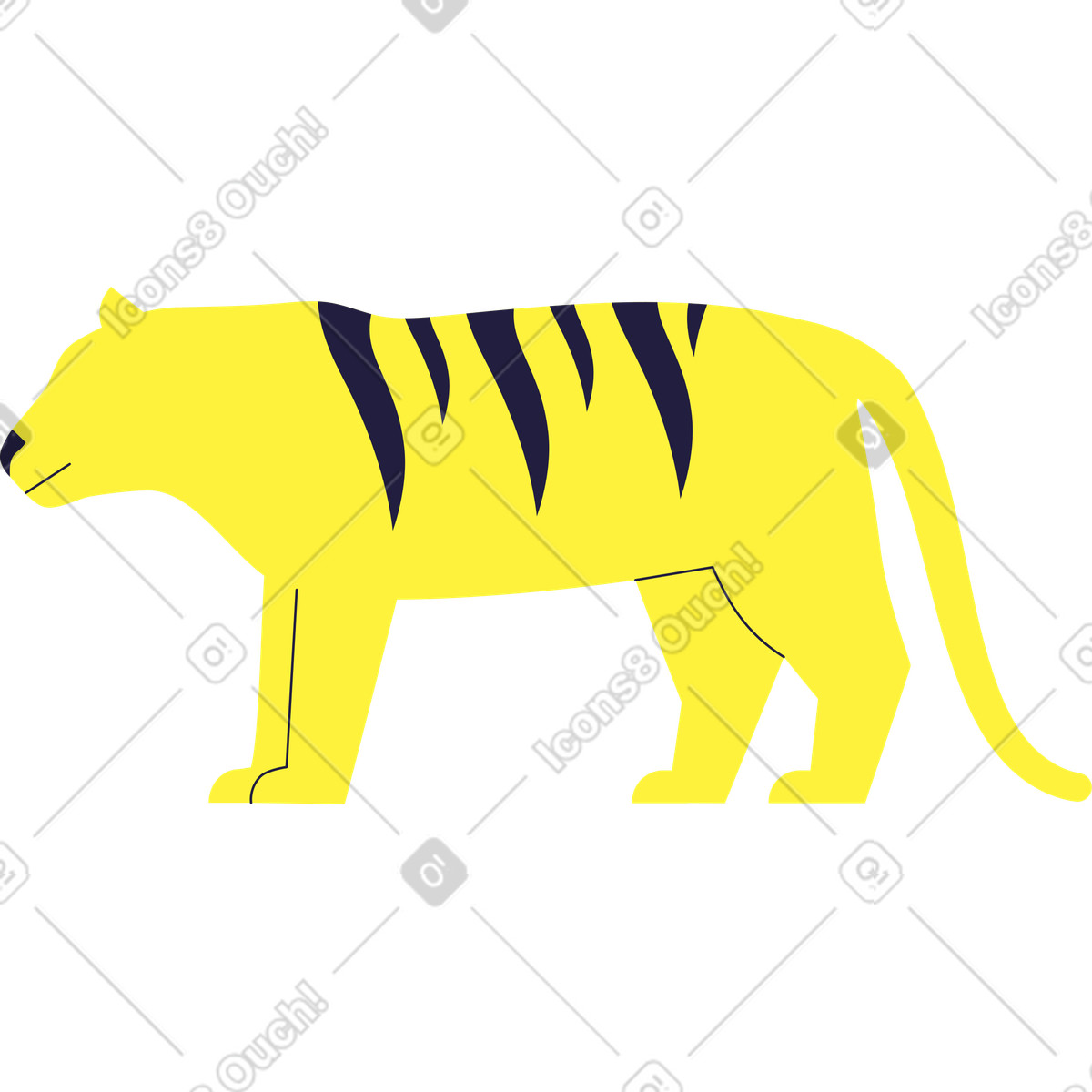 Tigre illustrazione in stile Mellow scarica in PNG, SVG