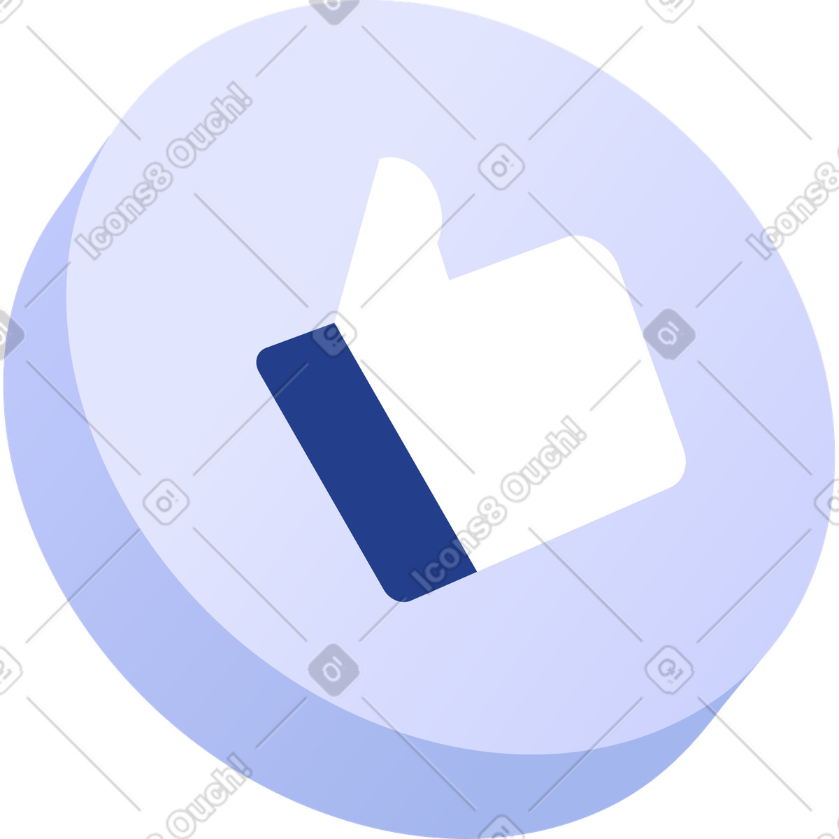 Positive feedback thumbs up symbol on round button illustration in Quantum style download in PNG, SVG