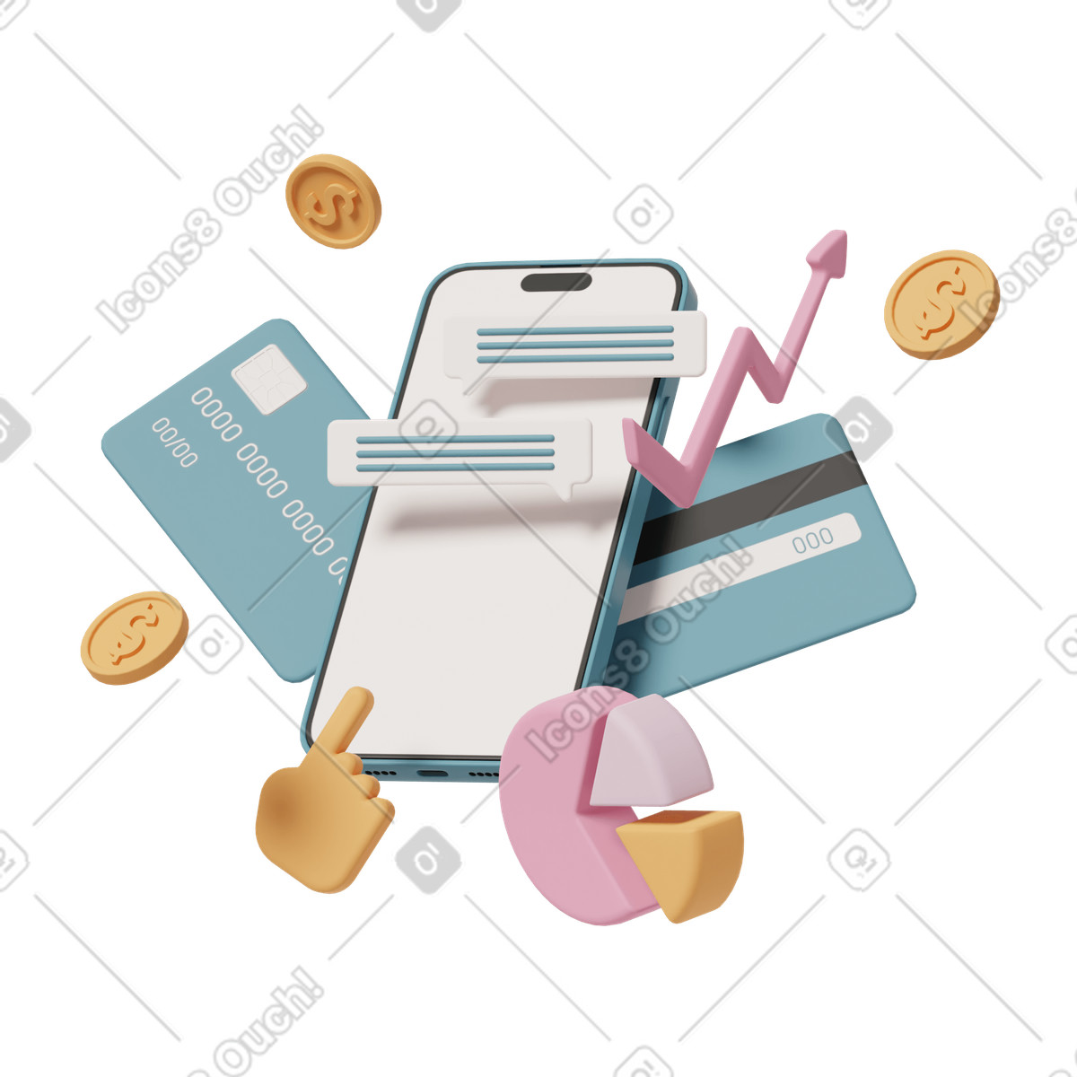 Business account illustration in 3D Casual life style download in PNG, SVG