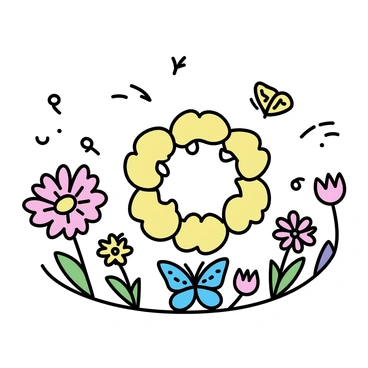 A whimsical garden featuring a fairy ring at its center, surrounded by blooming flowers and fluttering butterflies.