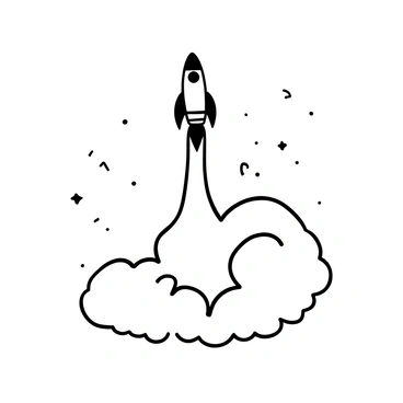A rocket soaring into the sky with flames and smoke billowing from its engines. The trail of smoke behind it forms the shape of a broken heart, clearly defined against the backdrop. The scene captures the contrast between the upward motion of the rocket and the downward curve of the heart shape. Surrounding the rocket, small clouds of smoke and debris are scattered, enhancing the dynamic action of the launch.