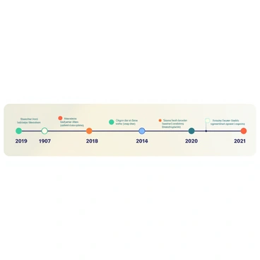 A timeline with key historical events marked along a horizontal path