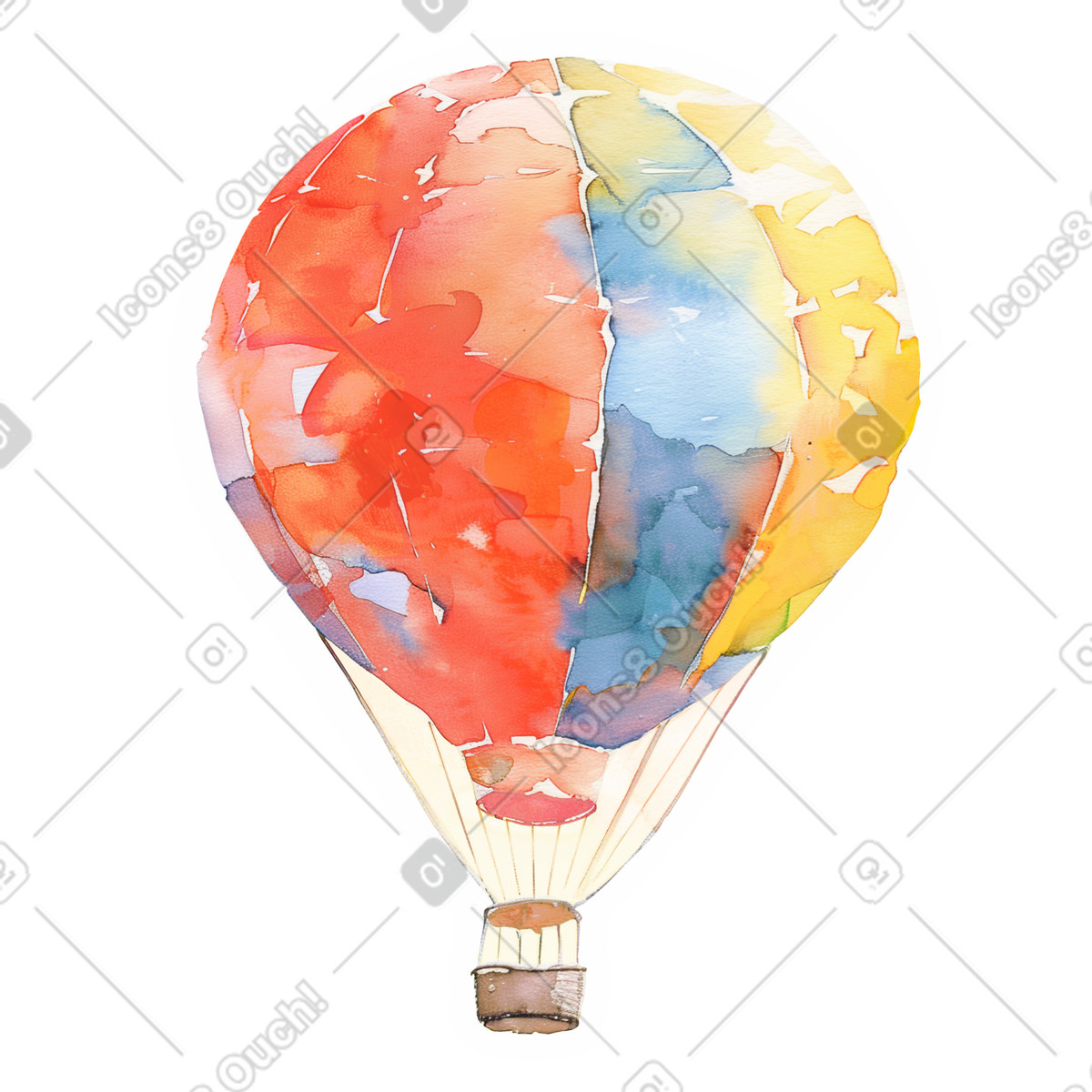 Aerostato volante illustrazione in stile Watercolor scarica in PNG, SVG