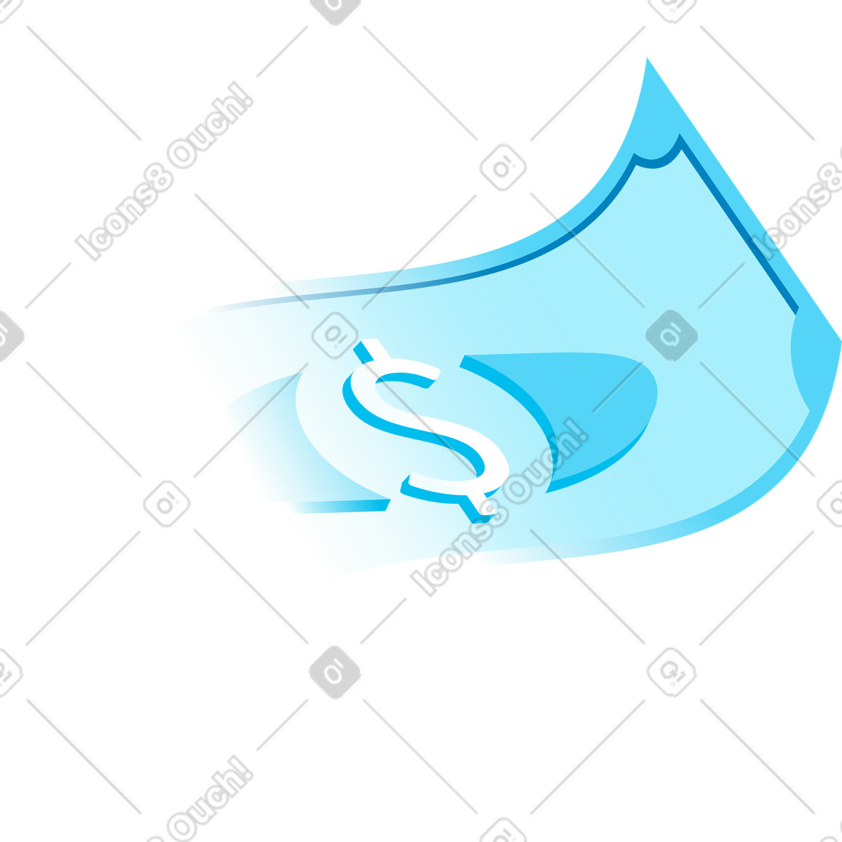 下载 Icy 风格的 美元的钞票 插画，支持 PNG、SVG 格式