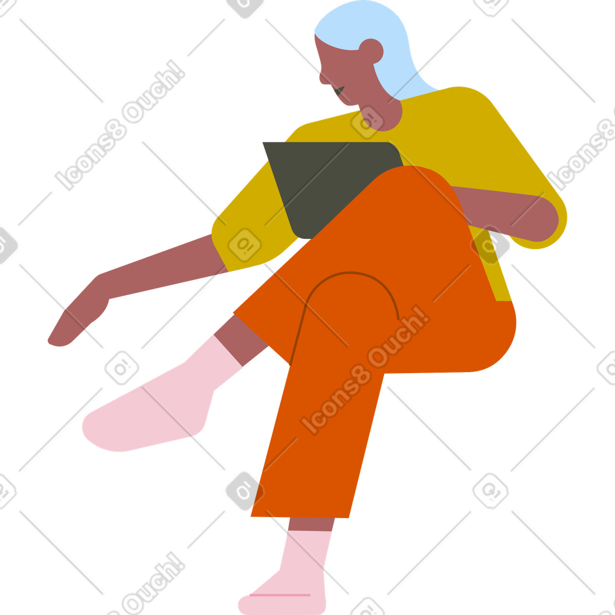 Donna che lavora su un laptop illustrazione in stile Vector scarica in PNG, SVG