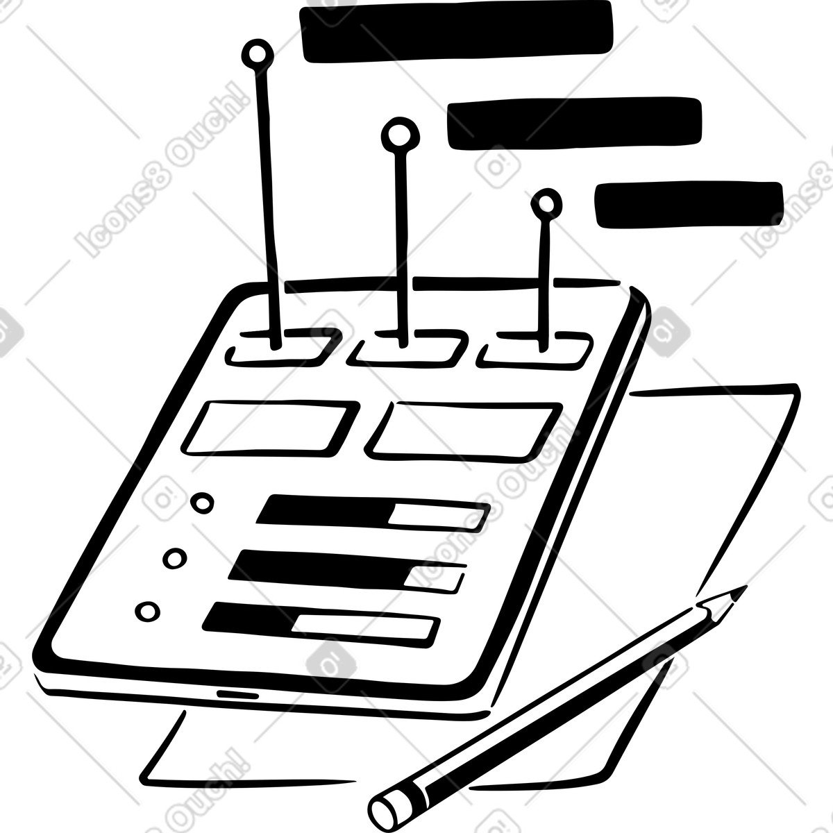 Tablet with analytics and graphs illustration in PNG, SVG