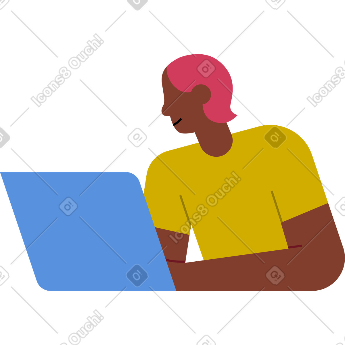 Ilustración Hombre con una computadora portátil en estilo Vector a descargar en PNG y SVG
