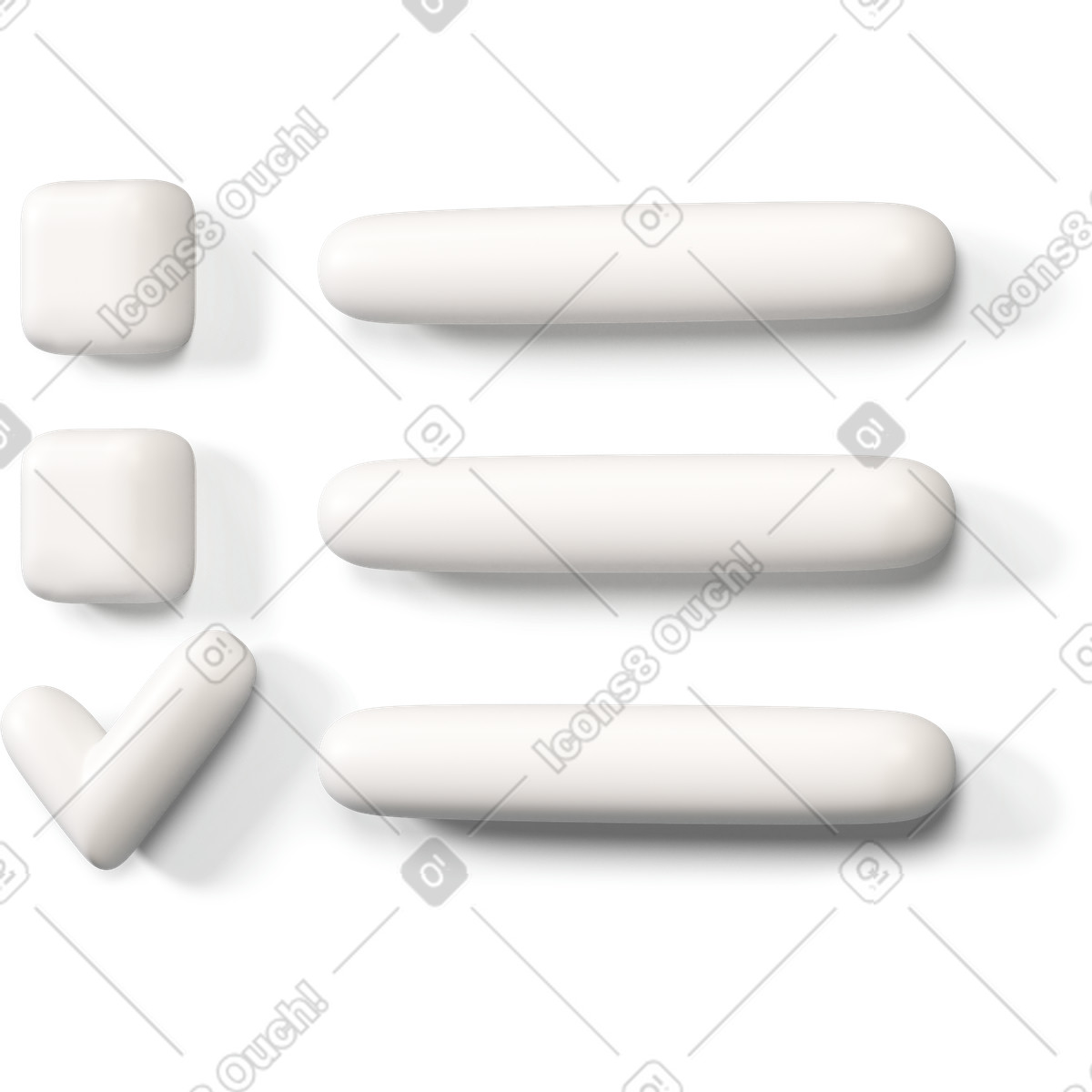 Ilustração de Lista verificação branca com um item pronto virado para a esquerda em no estilo 3D Buddy baixar em PNG, SVG