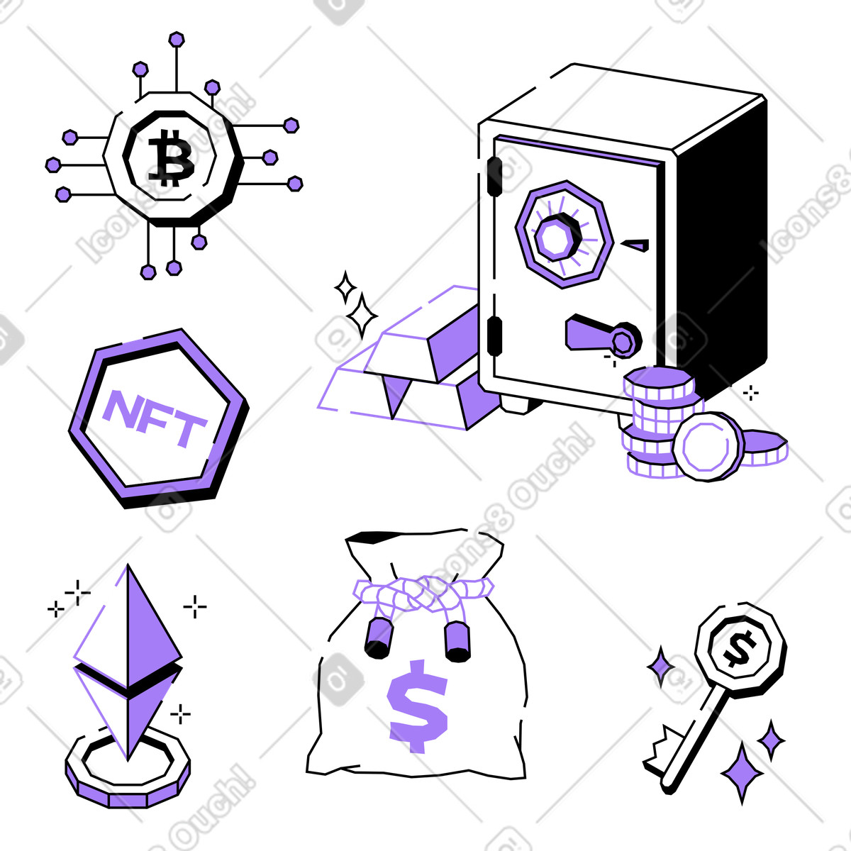 Digital and traditional assets, Modern finance and wealth storage illustration in PNG, SVG