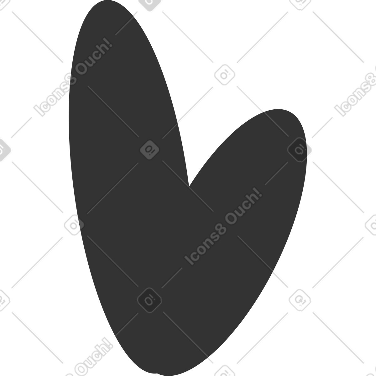 下载 Crayon 风格的 Two black oval leaves 插画，支持 PNG、SVG 格式