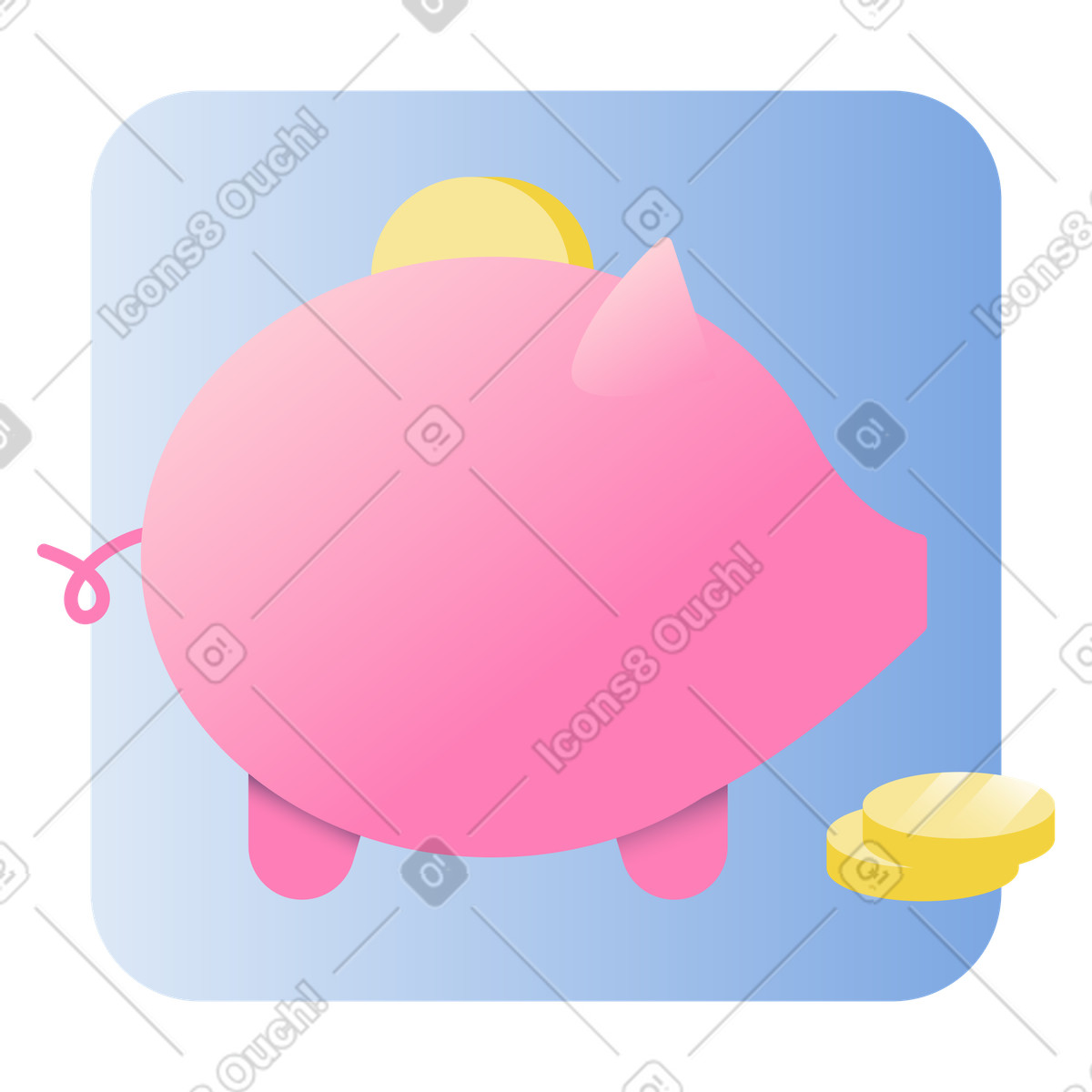 Ilustración Icono de alcancía con monedas en estilo Beam a descargar en PNG y SVG
