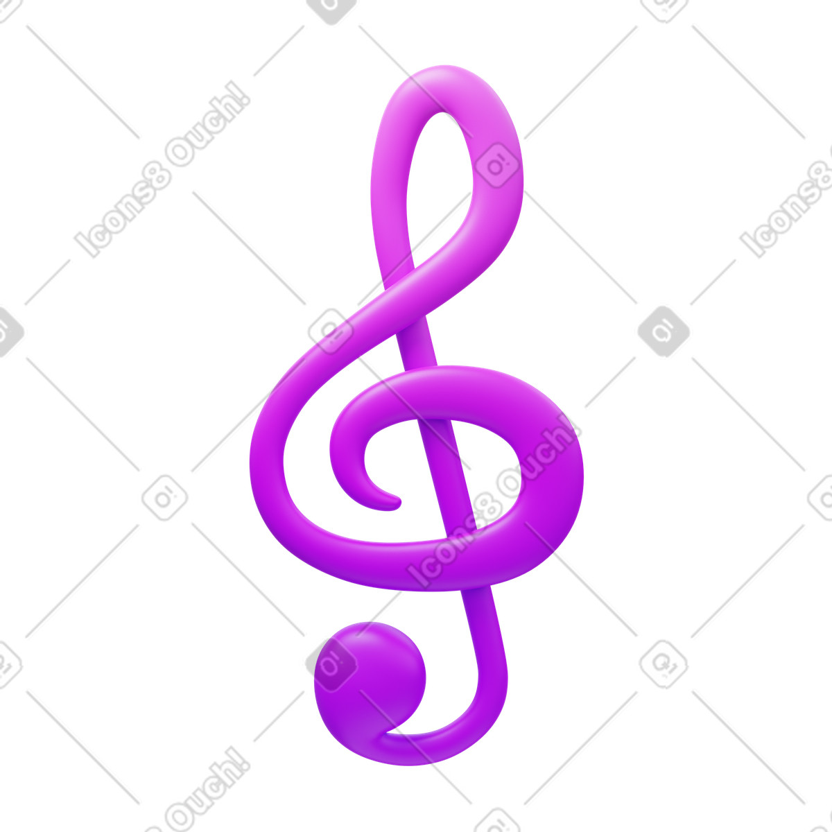 3D Fluency スタイルの Treble clef のイラストをPNG、SVG形式でダウンロード