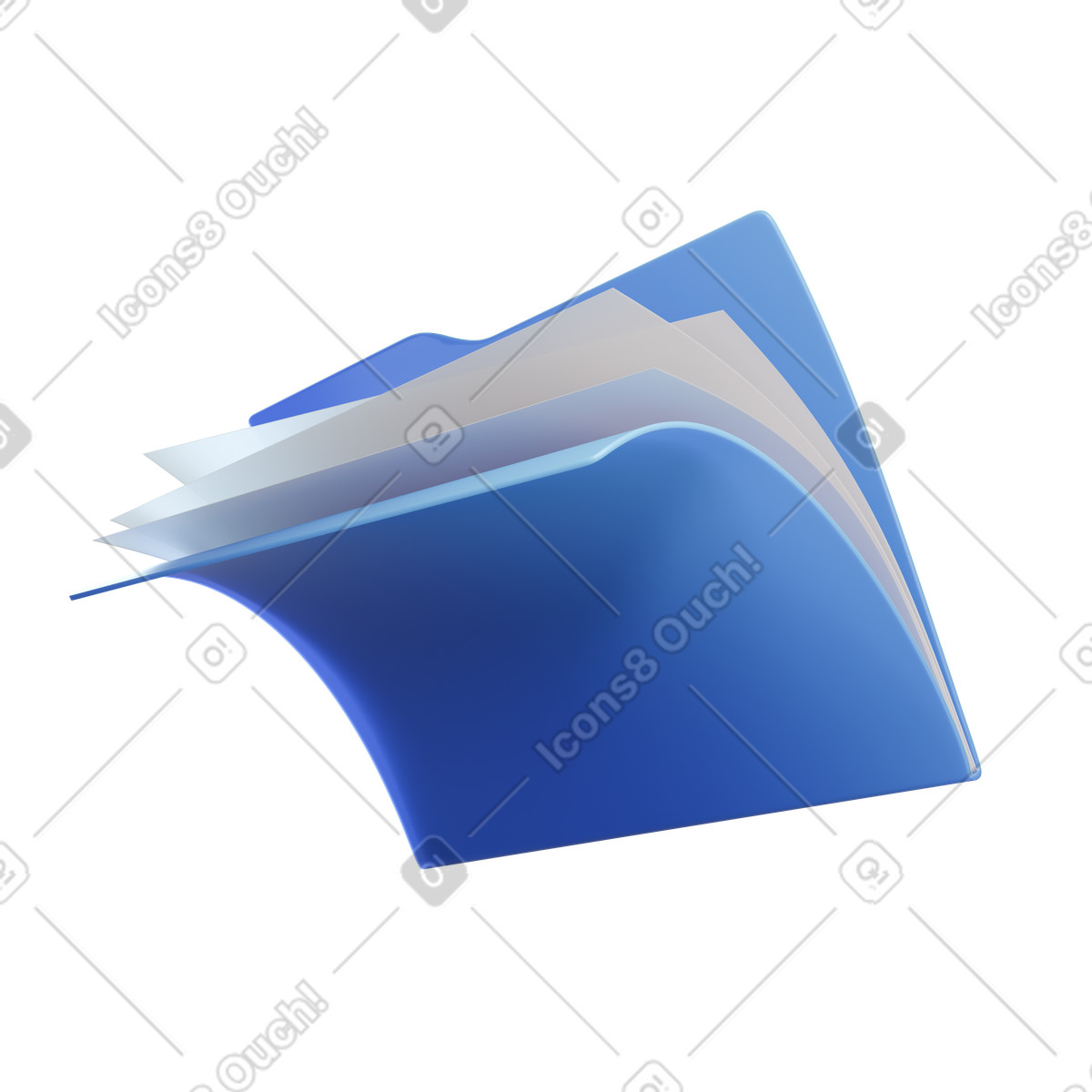 Illustration Documents du dossier bleu dans le style 3D Blueprint à télécharger aux formats PNG, SVG