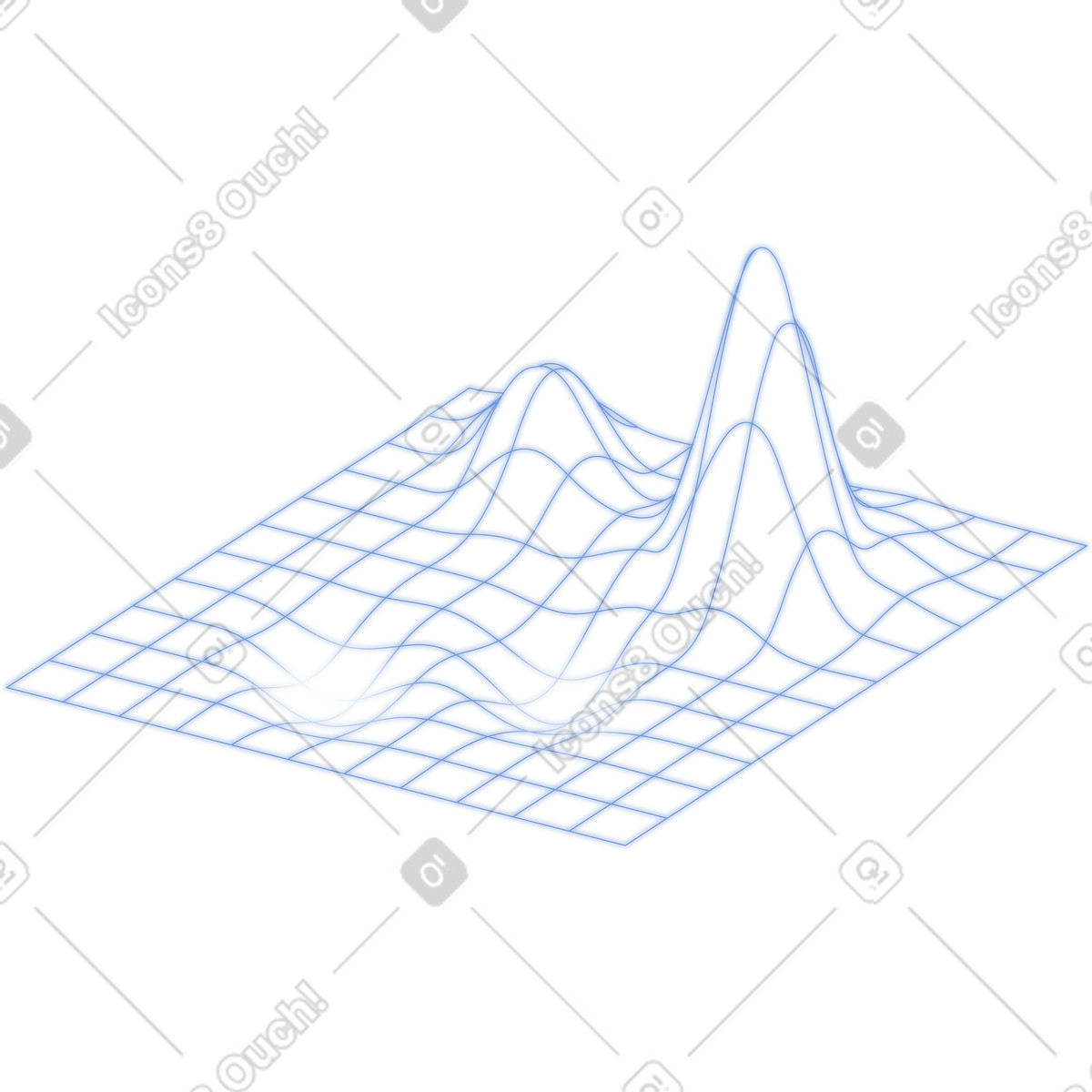 Wireframe data landscape illustration in PNG, SVG