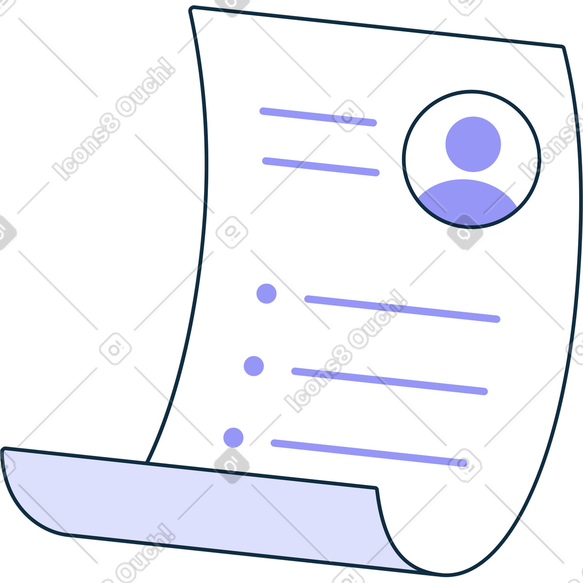 Ilustración Paper resume card with stars and photo en estilo Bubble gum a descargar en PNG y SVG