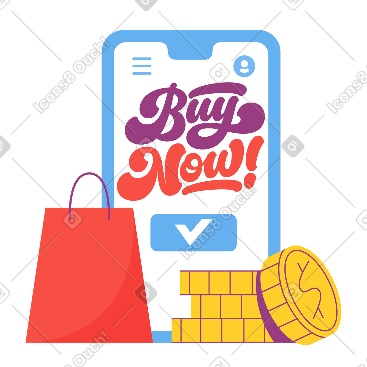 Illustration Lettrage acheter maintenant dans le style Sammy à télécharger aux formats PNG, SVG