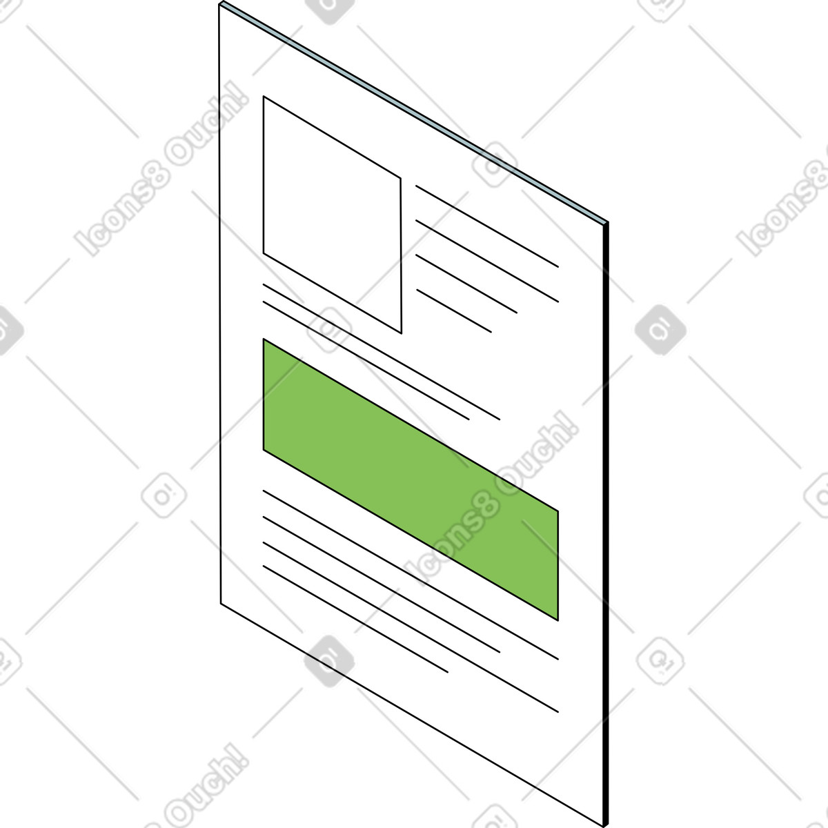 Pagina con testo illustrazione in stile Isometric scarica in PNG, SVG