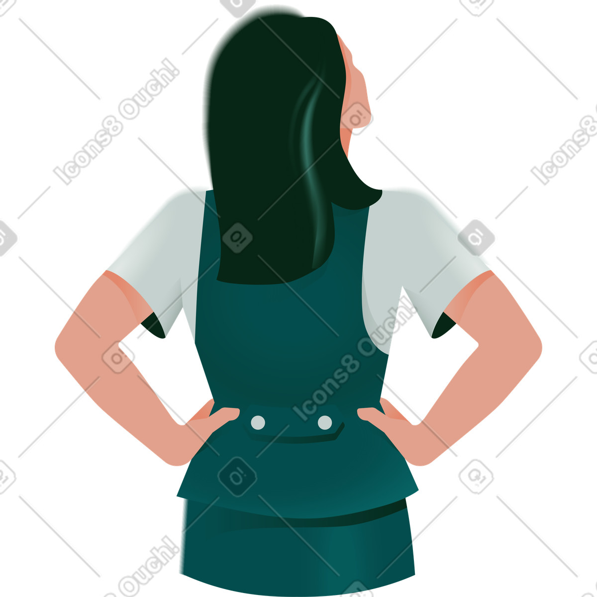 下载 Office 风格的 女人双手放在腰上的后视图 插画，支持 PNG、SVG 格式