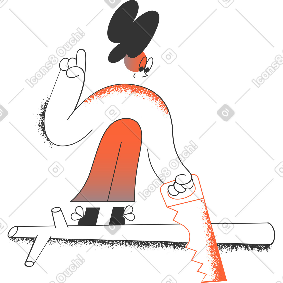 Girl with saw illustration in PNG, SVG