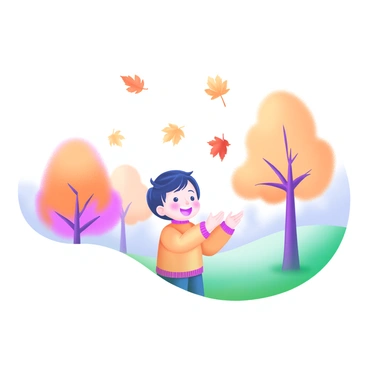 Leaves gently falling into the trusting hands of a child