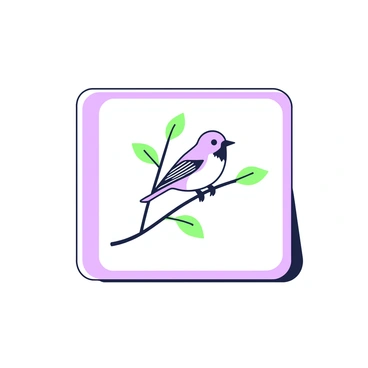 A miniature painting of a bird is displayed on an eighth illustration board. The bird is perched gracefully on a slender branch. It features intricate details, including delicate feathers and a small beak. The background is minimal, focusing attention on the bird's vibrant plumage. The illustration board is bordered with a fine green frame, enhancing the presentation of the artwork.
