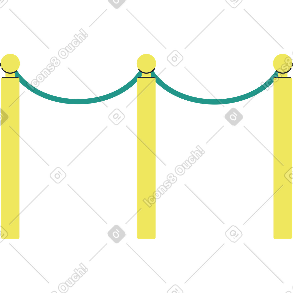 Seilbarriere-Illustration im Boba-Stil als Download in PNG, SVG