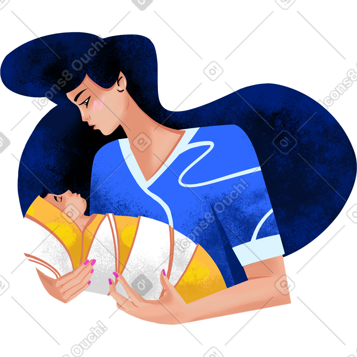 Ilustración Woman holds a child in her arms en estilo Flare descargar en PNG y SVG