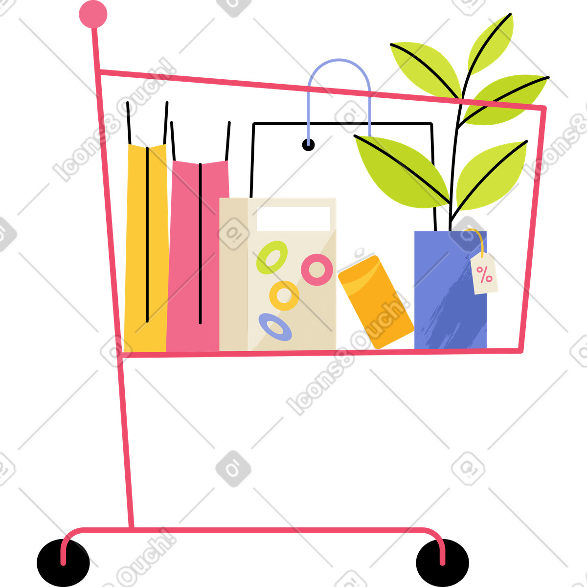 Ilustración Carrito de compras en estilo Juicy a descargar en PNG y SVG